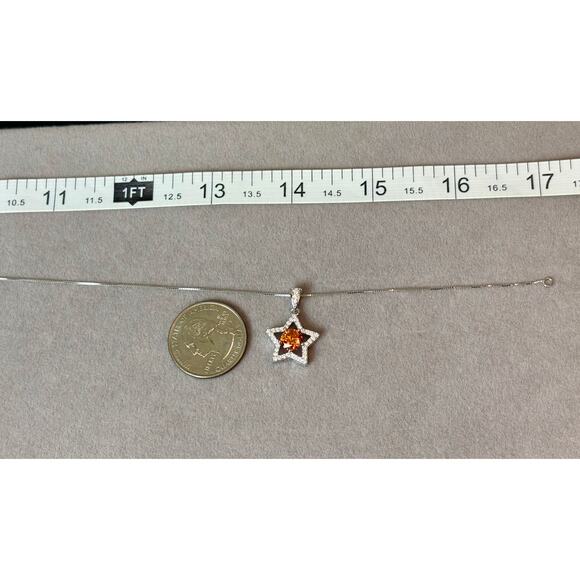 NEW 1.5ct Orange/Wht Moissanite Star 17" Necklace,925 Silver - Picture 5 of 7